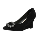 Breakj Hefque Fashion Single-Shoe Women 2025 Spring New Fashion Water Diamond Head Light Moussed Soft Bottom Not Tired Heeled