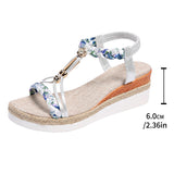 Breakj And Summer New Round Head Flat Bottom Heel Sandals Women Weaving Beads Toe Bohemian Thick-Soled Beach