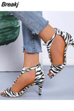 new summer fashion stiletto fish sexy high heels women's plus size leopard print bag closed toe heel high heel