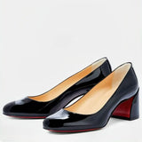 Breakj Red Shoes Coarse Heel Women High Heel Single Shoes Show T Table Banquet Sexy Elegant Round Head Shallow Singles