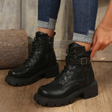 Bottom Round Head Martin Boots Women's Belt Buckle Thin Velvet Short Boots 2023 Autumn And Winter New Side Zipper Big Autumn And