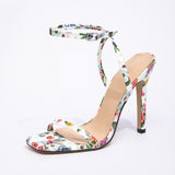 Breakj Head Print With Cross Ankle With Fine Heel Sandals Gorgeous High