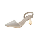 Breakj Heel Baotou Sandals Female Summer 2023 New Good Match Pointed Thick Heel Female Empty Fashion
