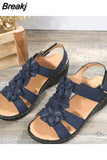 for Women's Summer 2023 Fashion Flower Round Toe Sandals Women Platform Wedge Sandals Women Roman Comfort