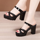 Summer New Style Wearing High-Heeled Sandals, Women's Thick-Soled Waterproof Table, Thick Heels, Fish Mouth, Large Size Silver Sequined