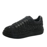 Breakj 2025 New Full Of Men's And Women's Shoes Thick-Soled Sports Old Dad Shoes Women's Casual Single Shoes Water Drilling Wheat-Mei