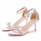 Breakj Cm Temperament Light Mouth With Fine Sandals Crystal Yellow Diamond Wedding Shoes Sexy Fish Mouth Summer