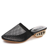 Spring Summer Slippers Female Middle Fashion Thick Hollow Mesh Sandals Slip Simple Slippers