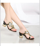 Slippers, Women's Summer Sandals, Seaside Sandals, Sandals, Women's Thick Heels, Large Size Women's Shoes, Diamond Sandals