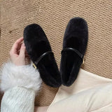 Flat Bottom Ballet Shoes Casual Short Plush Fashion New Light Square Toe Dress Walking Designer