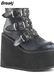 Design Gothic Style INS Hot Sale Great Quality Fashion Motorcycle Boots Big Size 34-50 Wedges Buckles Platform