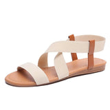 New Summer Sandals Women's Flat-Soled Fish Mouth Roman Style Loose And Tight Large-Size Simple