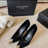 Breakj Black High Heels Women In Spring 2025 New Design Small Metal Pointed Sexy Fine Heel Single