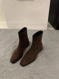 Heel Suede Korean Small Ankle Boots Female Shoes 2024 New Autumn And Winter Versatile Add Velvet Thin Boots Foreign Style Short