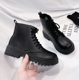 Breakj Front Tied Martin Boots Girl Thick Bottom Raised Thin Boots Large Size Short Boots Girl