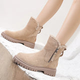 Breakj Boots Women's 2023 New Large Size Casual Round Head Short Tube Side Zipper Cotton