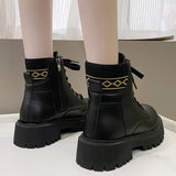 Plush PU Leather Ankle Boots for Women 2023 Winter Warm Flat Heels Cotton Padded Shoes Woman Non Slip Platform Botas