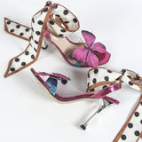 Breakj Women's High-Heeled Sandals Direct Phantom Butterfly Soft Ribbon Mirror Snake-Snake Elegant Women's
