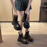 Real Soft Leather Chelsea Short Boots Fall 2024 New British Chimney Boots Muffin Thick-Soled Martin