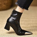 Breakj Wind Metal Tip-Tip Temperament Short Boots 2025 New Winter Zipper Fashion Coarse And Chivalier