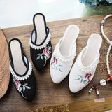 Breakj Sweet Fashion Lady Embroidered Cloth Shoes Bag Toe Slippers Wear Sandals New Summer