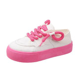 2023 New Casual Single Shoes Girls Small Fashion Small White Shoes Round Head Belt Matching Color Wear Canvas