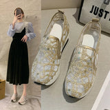 Breakj Breathable Casual Female Sandals Summer New Inner Heighten Student Shoes Korean Version Of A Foot Pedal Lazy Platform Women's