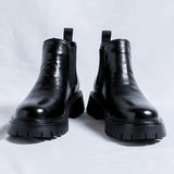 Breakj Martens Men Low Top Heighten Boots Men's Snowboots Chelsea British Wind Leather Boots