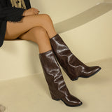 Breakj Pointed Thick And Folded Fashion Boots Femininity Maillard Comfortable Sleeves Thin Women's