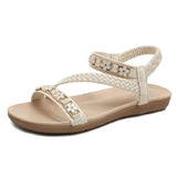 Breakj Sandals Women's Summer 2025 New Bohemian National Wind Weaving Flower Size Flat