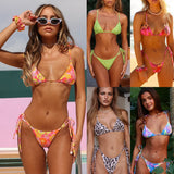 2025 New Sexy Bikini Women's Split Swimsuit Digital Print Strap