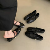 Round Head Shallow Mouth Single Shoes 2024 Autumn New Korean Version Of Retro Gentle Fairy Soft Flat Mary Jane