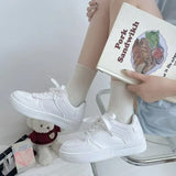 Breakj New Board Shoes Korean Version Of The Hong Kong Style Retro White Tie With Thick-Soled College Wind Sports Small White Shoes