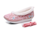 Breakj Shoes, Hanfu Shoes Single Shoes / Cotton Shoes Ancient Costume Ming Embroidered Cloth Shoes Warped Head
