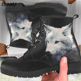 Women's Boots 202 1 Fall Winter Short Boots Large Size British Fashion Lace-up White Wolf Pattern Martin Boots Women's
