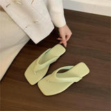 Breakj New Flat Shoes Daily Leisure Side Folded Toe Sandals Wearing Solid Color Simple Commuter