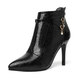 Breakj Fine-Heeled Temperament Female Boots 25 Autumn And Winter New High Heel Boots Pointed Short Boots Nude Boots Large Women's