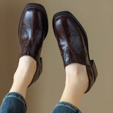 Breakj Thick Heel With High Heel Deep Mouth Square Head Single Shoes Female 2024 Spring New Versatile Comfortable Small Leather Shoes Cover Foot Low