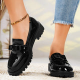 Breakj Spring And Autumn New Bows Shallow Mouth Coarse Leather Shoes Large Size Mary Treasure Shoes Fashion Single