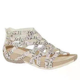 Summer Women Sandals Round Toe Hollow wedges Sandals Casual Closed Toe Flat Rome Sandals plus size Leopard