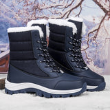 Breakj Snow Boots Women With Velvet Thick Cotton Shoes 2025 Winter New Zipper Thick-Bottomed Warm Cotton