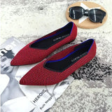 Womens Stretch knitted mixed color moccasins breathable cozy work shoes brief slip-on fashion ladies flats light driving