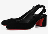 Breakj Red-Soled Shoes Coarse Women's High Heels Show T-Sex A Sexy Elegant Round Head Behind The Empty Mary Jane High