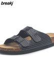 2023 New Summer Women Beach Cork Slippers Casual Double Buckle Clogs Slides Non-slip Outside