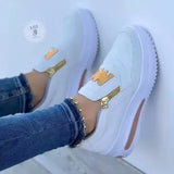Breakj Large-Size Sports Single Shoe Pine Cake Flat-Bottom Zipper Color Casual
