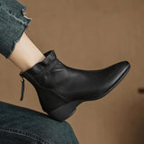 Breakj Soft British Style Retro Slope And Short Boots Women 2025 New Autumn And Winter Plus Velvet After Zippered Chelsea