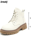 Platform Shoes Women's Short Leather Boots 2023 Autumn Luxury Ankle Boots Female Chunky Botins Free Shipping Large