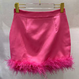 Casual Patchwork Feathers Skirt For Women High Waist A Line Mini Skirts Female Fashion Summer Clothing Style