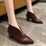 Women's Ankle Boots 2023 New Pointy V-neck Patent-leather Women High Heels Simple Versatile Commuting Office Female