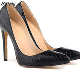 Classic Sexy Pointed Toe High Heels Women Pumps Shoes Crocodile Spring Brand Wedding Big Size